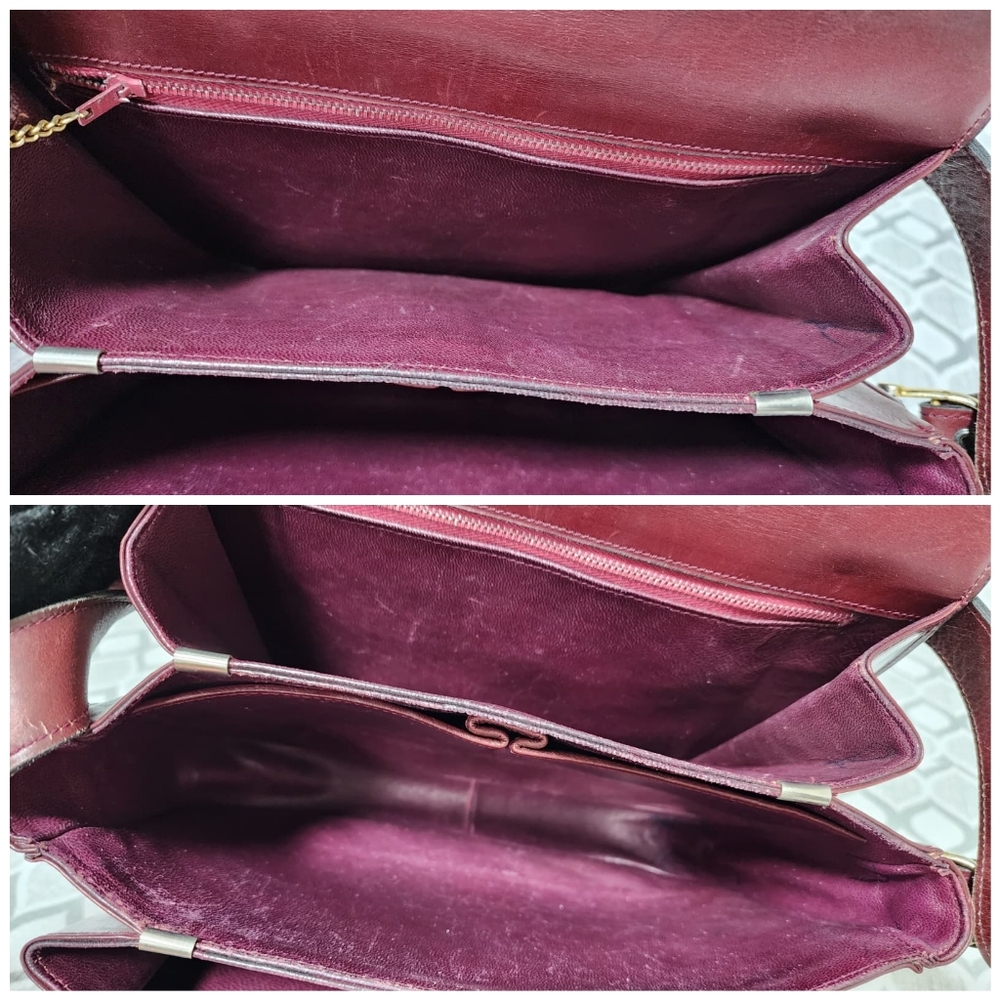 CELINE VINTAGE SULKY SUEDE CARRIAGE SHOULDER BAG BURGUNDY - Picture 14 of 15